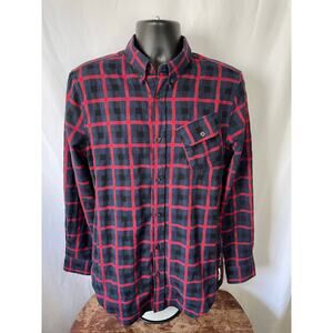 Five Four 12AMRUN Men’s Flannel Shirt Red Black Plaid Size M